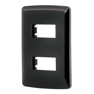 Placa 2 modulos, Italiana, color negro, Volteck