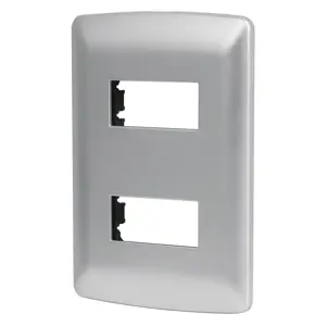 Placa 2 módulos de ABS, línea italiana, color plata, Volteck