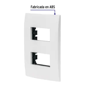 Placa 2 módulos de ABS, línea Oslo, color blanco, Volteck