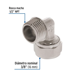 Codo 90° para PEALPE, 3/8