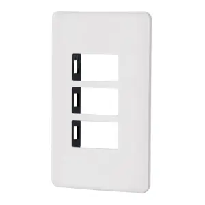 27224 / PPTR-B Placa 3 módulos de ABS, blanca, Volteck Basic