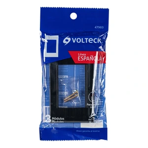 Volteck Placa 1 ventana, 3 módulos, línea Española, color negro