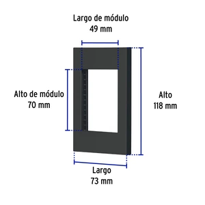Volteck Placa 1 ventana, 3 módulos, línea Española, color negro