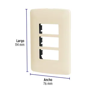 Volteck Placa 3 módulos de ABS, línea Italiana, color marfil