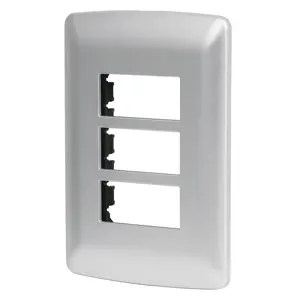 46399 / PPTR-IP Placa 3 módulos de ABS, línea italiana, color plata, Volteck
