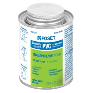Cemento para PVC en bote de 250 ml, baja presión, Foset