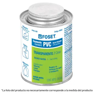 Cemento para PVC en bote de 500 ml, baja presión, Foset