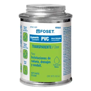 49564 / PPVC-500 Cemento para PVC en bote de 500 ml, baja presión, Foset