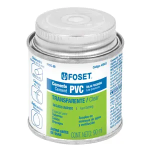 Cemento para PVC en bote de 90 ml, baja presión, Foset