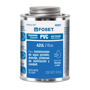 42027 / PPVCA-500 Cemento azul para PVC en bote de 500 ml, alta presión, Foset