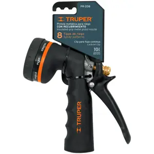 18477 / PR-208 Truper Pistola para riego de 8 funciones metálica con recubrimiento