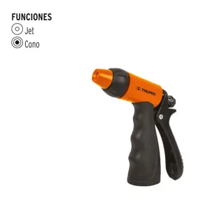 Pistola para riego de 2 funciones plástica con recubrimiento