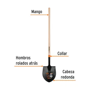 Pala redonda # 4 T-2000, mango largo 45