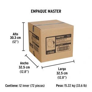 Flexómetro amarillo 5 m cinta 19 mm, en tarjeta, PRETUL