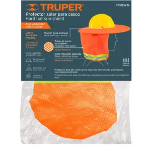 Truper Protector solar plegable para casco, naranja con reflejante
