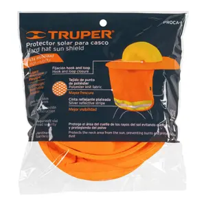 Truper Protector solar plegable para casco, naranja con reflejante