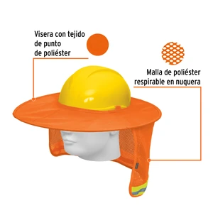 Truper Protector solar plegable para casco, naranja con reflejante