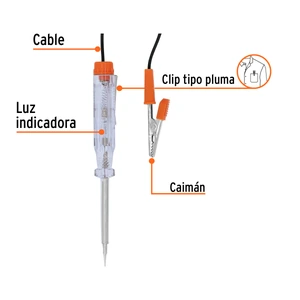 Truper Probador de circuitos de corriente directa 14 cm c/caimán