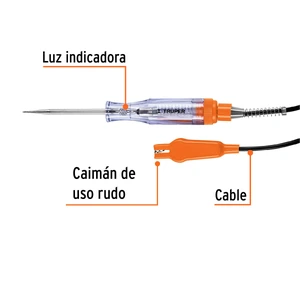 Truper Probador de circuitos de corriente directa 20 cm, c/caimán