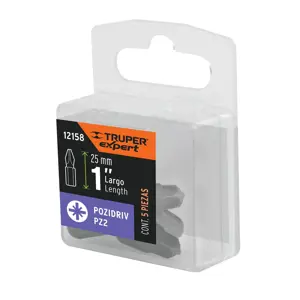 12158 / PUDE-2102 Estuche con 5 puntas pozidriv PZ2 largo 1