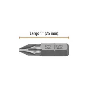 Estuche con 5 puntas pozidriv PZ2 largo 1