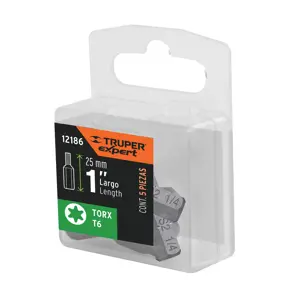 12186 / PUDE-5106 Estuche con 5 puntas torx T6 largo 1