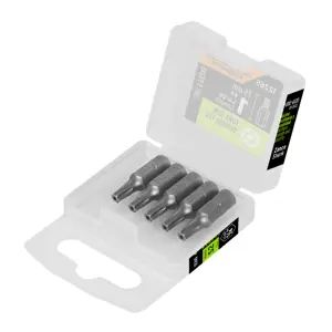 12265 / PUDE-6120 Estuche con 5 puntas torx T20 con seguro largo 1