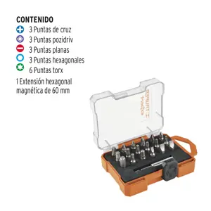 11885 / PUN-19X Juego de 19 puntas mixtas largo 1