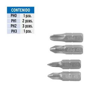 Estuche con 7 puntas de cruz combinadas largo 1