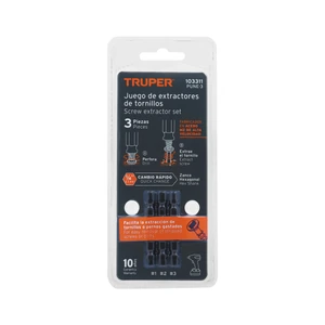 Blíster con 3 puntas extractoras de tornillos, Truper