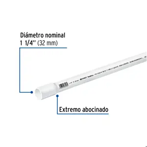 Tubo de 3 m de PVC de 1-1/4