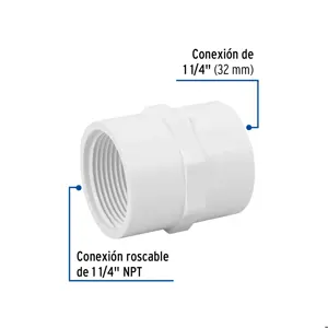Adaptador hembra de PVC 1-1/4