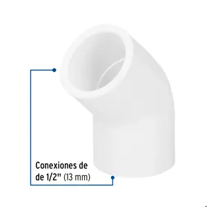 Codo 45° de PVC de 1/2