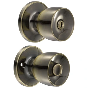 Prolok-42POP / 42POP Pomo cilíndrico media copa función baño, latón antiguo, llave estándar, blíster Prolok
