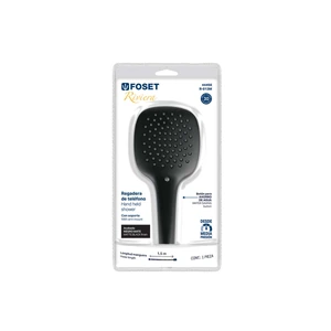 Regadera de teléfono con soporte, negro, FOSET RIVIERA