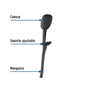 Regadera de teléfono con soporte, negro, FOSET RIVIERA