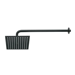 44826 / R-308M Regadera plato cuadrado 8' con brazo, negro, FOSET RIVIERA