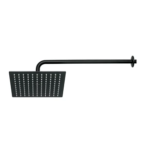44823 / R-310M Regadera plato cuadrado 10' con brazo, negro, FOSET RIVIERA