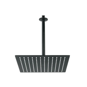 44821 / R-312M Regadera plato cuadrado 12' con brazo, negro, FOSET RIVIERA