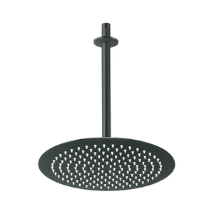 44822 / R-313M Regadera plato redondo 12' con brazo, negro, FOSET RIVIERA