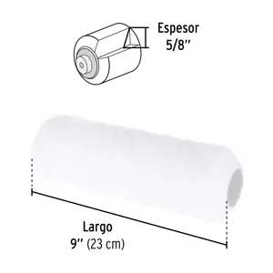 Felpa para rodillo, 9 x 5/8