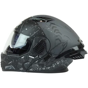 CASCO ABATIBLE R7 RACING SHELL DOBLE MICA DOT XL NEGRO GRAFI