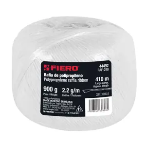 44492 / RAF-290 Rollo de rafia de 410 m color blanco calibre 2.2 g/m, Fiero