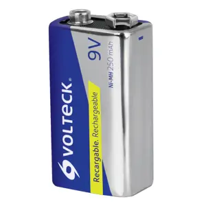 Volteck Pila de 9 V recargable uso general, 250 mAh, en blíster