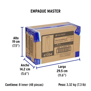 Volteck Blíster con 2 pilas recargables AA larga duración, 2500 mAh