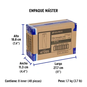 Volteck Blíster con 2 pilas recargables AAA larga duración, 1000 mAh