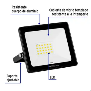 Reflector ultra delgado LED 20 W luz de día, Volteck Basic