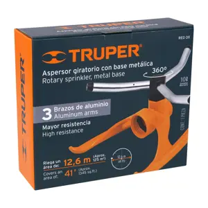 10303 / REG-3X Aspersor b/metálica giratorio 3 brazos de aluminio, Truper
