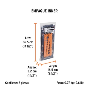 Regleta medidora de tuercas y tornillos, 22 cm, Truper
