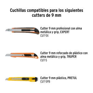 Estuche con 10 cuchillas SK4 de 9 mm para cutter, Truper